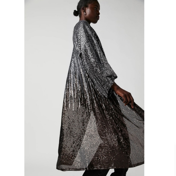 FREE PEOPLE Party On Sequin Kimono Jacket Duster - Picture 10 of 11